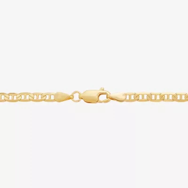 Womens 14K Gold 8 1/2 Inch Solid Mariner Chain Bracelet