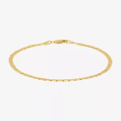 Womens 14K Gold 8 1/2 Inch Solid Mariner Chain Bracelet