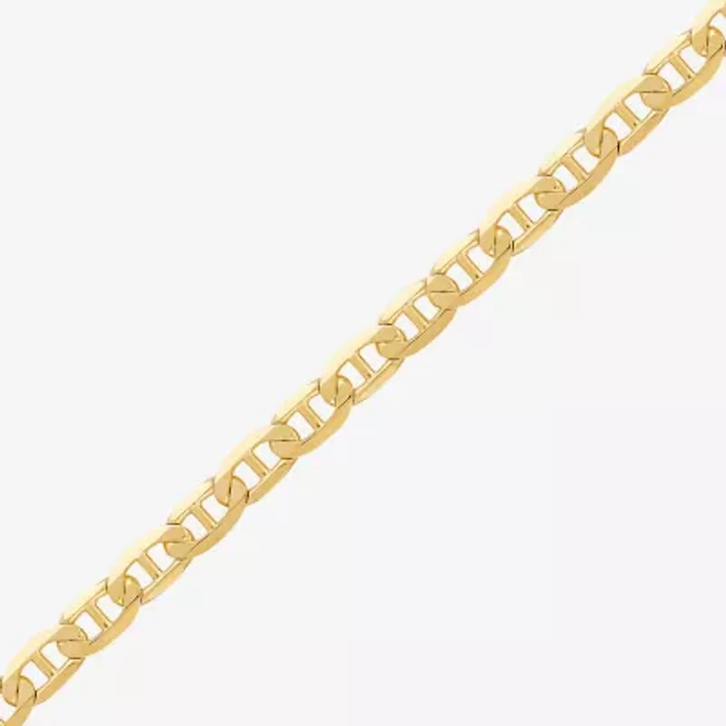 Womens 14K Gold 8 1/2 Inch Solid Mariner Chain Bracelet