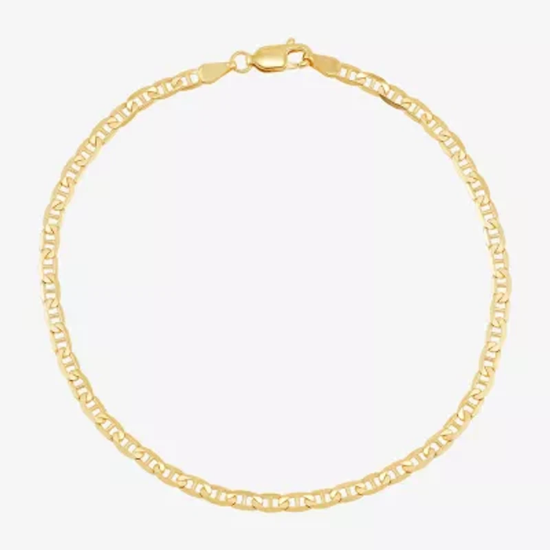 Womens 14K Gold 8 1/2 Inch Solid Mariner Chain Bracelet
