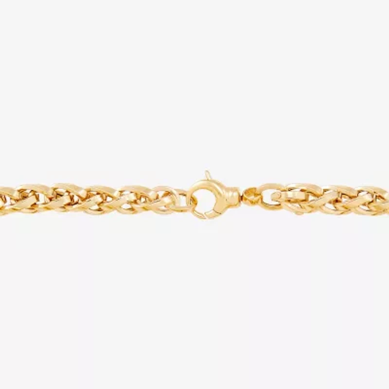 Womens 14K Gold 7.5 Inch Hollow Wheat Chain Bracelet