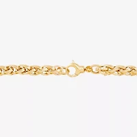Womens 14K Gold 7.5 Inch Hollow Wheat Chain Bracelet