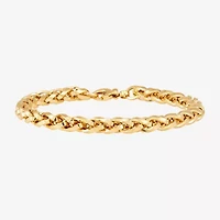 Womens 14K Gold 7.5 Inch Hollow Wheat Chain Bracelet