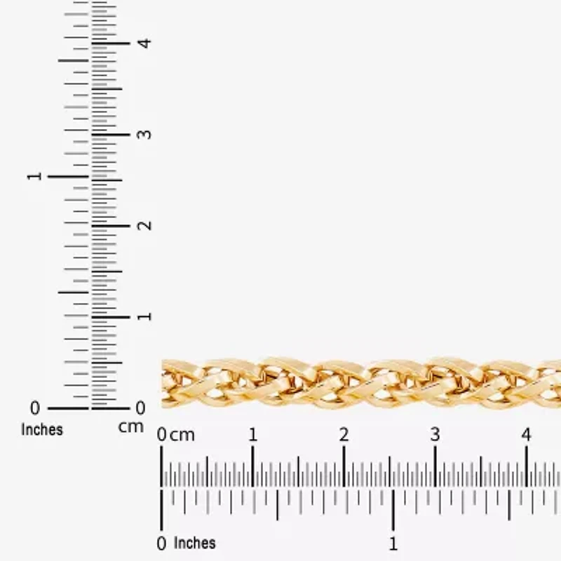 Womens 14K Gold 7.5 Inch Hollow Wheat Chain Bracelet