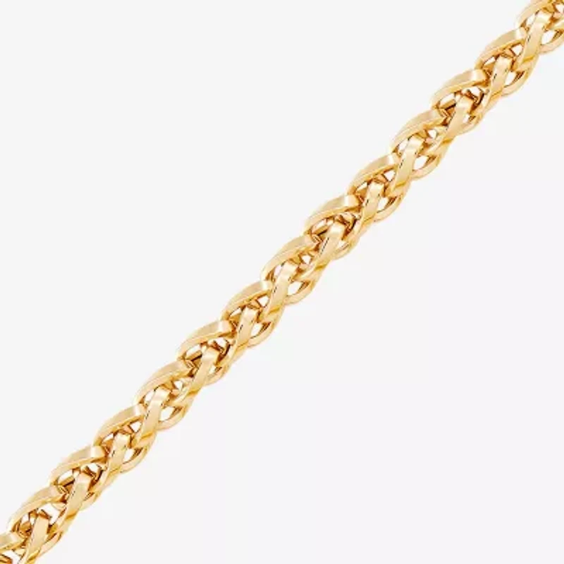 Womens 14K Gold 7.5 Inch Hollow Wheat Chain Bracelet