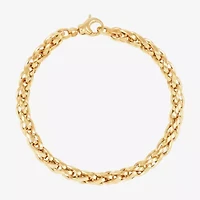 Womens 14K Gold 7.5 Inch Hollow Wheat Chain Bracelet