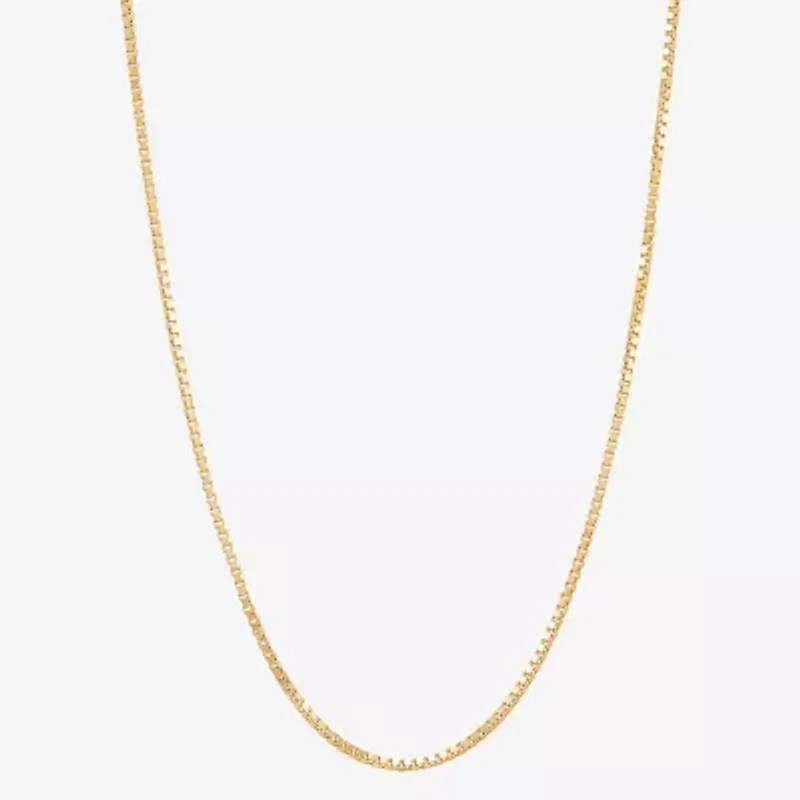 Womens 14K Gold Inch Box Chain Necklace