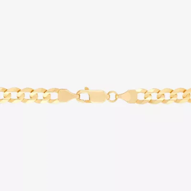 Womens 14K Gold 8 1/2 Inch Solid Curb Chain Bracelet