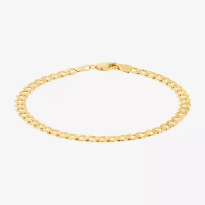 Womens 14K Gold 8 1/2 Inch Solid Curb Chain Bracelet