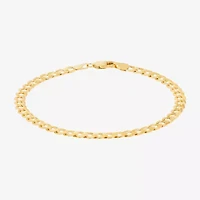 Womens 14K Gold 8 1/2 Inch Solid Curb Chain Bracelet