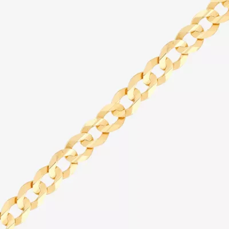 Womens 14K Gold 8 1/2 Inch Solid Curb Chain Bracelet