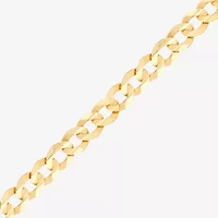 Womens 14K Gold 8 1/2 Inch Solid Curb Chain Bracelet