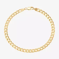 Womens 14K Gold 8 1/2 Inch Solid Curb Chain Bracelet