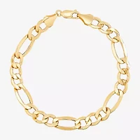 Mens 10K Gold 9 Inch Hollow Figaro Chain Bracelet