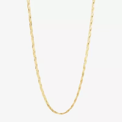 Womens 10K Gold 18 Inch Herringbone Chain Necklace
