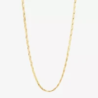 Womens 10K Gold 18 Inch Herringbone Chain Necklace