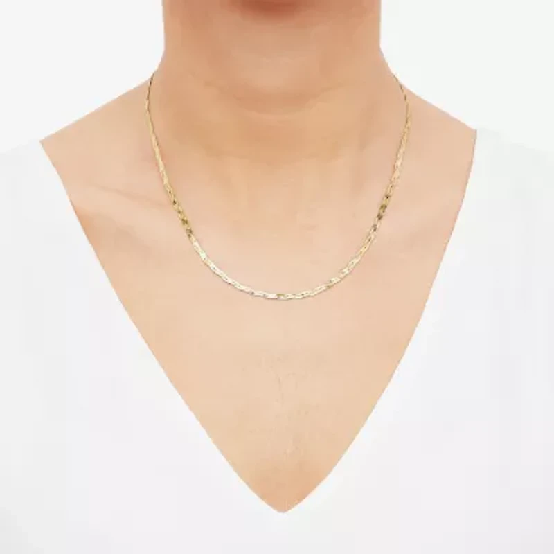 Womens 10K Gold 18 Inch Herringbone Chain Necklace