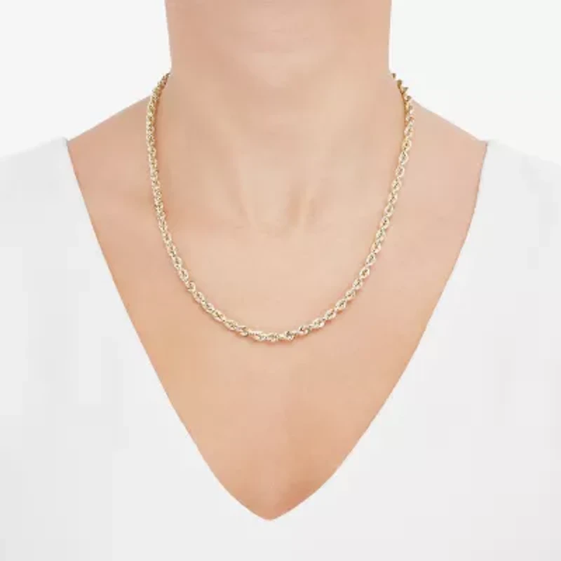 Unisex Adult 10K Gold 20 Inch Rope Chain Necklace