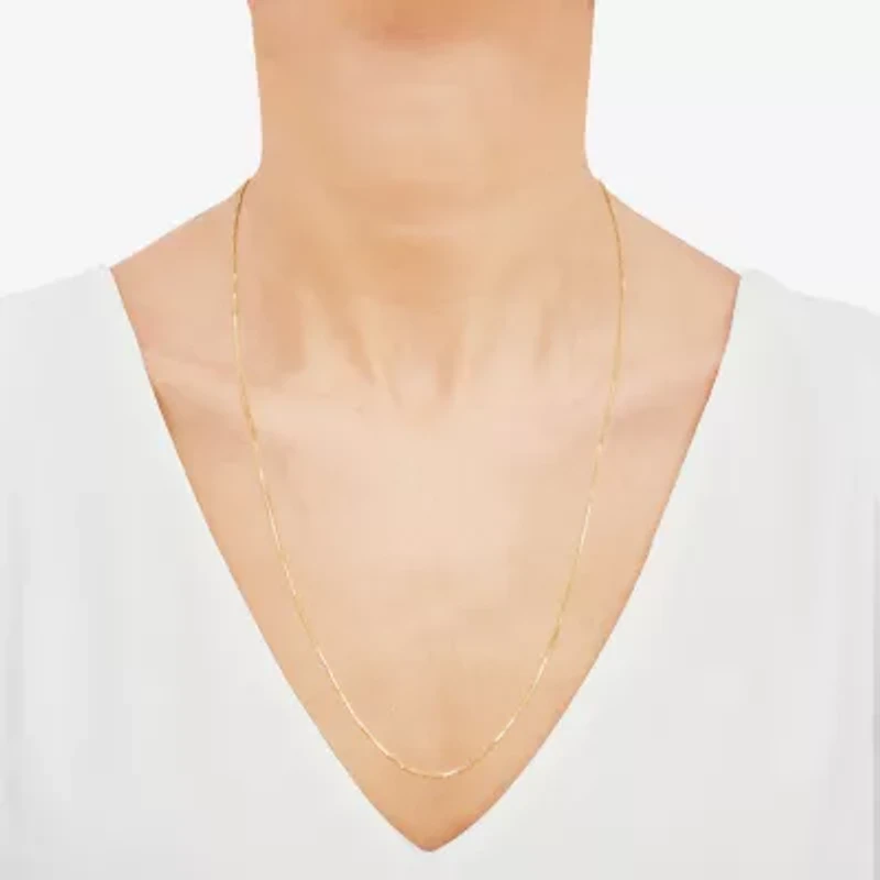 Womens 14K Gold Inch Box Chain Necklace