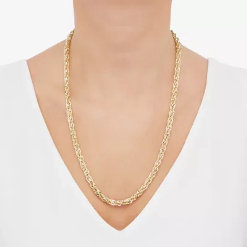 Mens 10K Gold 24 Inch Link Chain Necklace