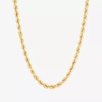 Mens 14K Gold 22 Inch Rope Chain Necklace