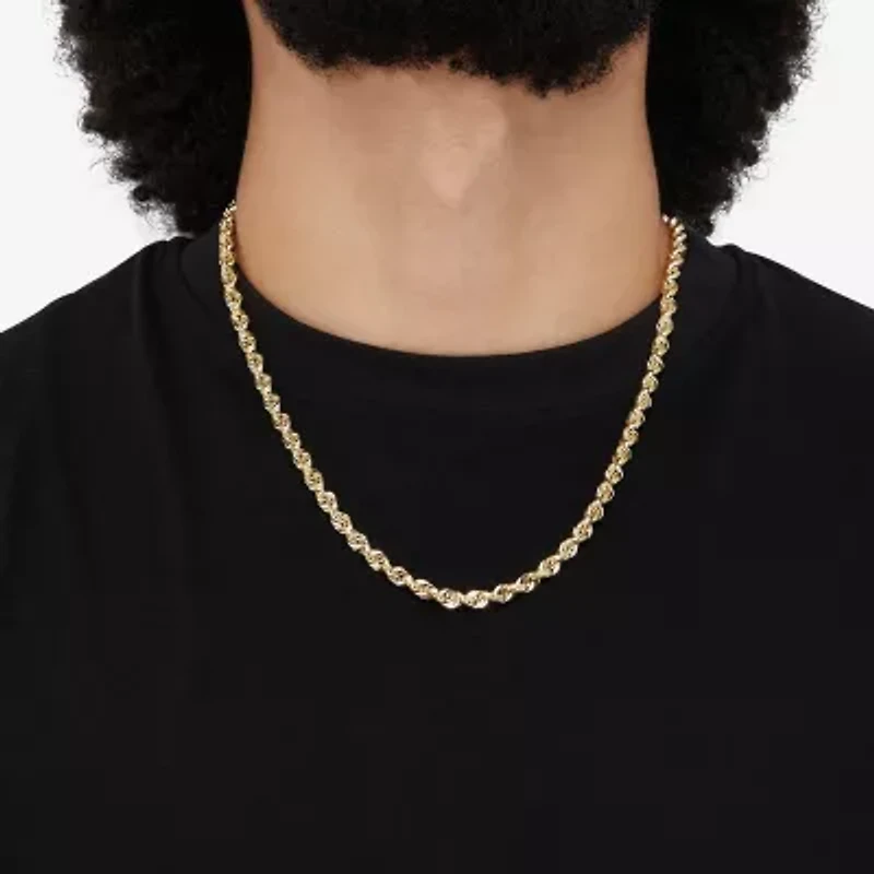 Mens 14K Gold 22 Inch Rope Chain Necklace