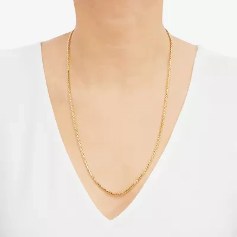 Womens 14K Gold 24 Inch Wheat Chain Necklace