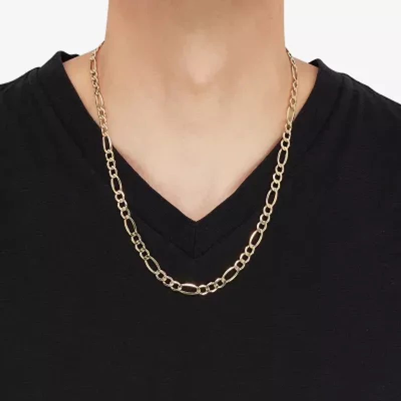 Mens 14K Gold 22 Inch Figaro Chain Necklace