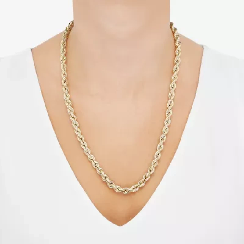 Mens 10K Gold 24 Inch Rope Chain Necklace