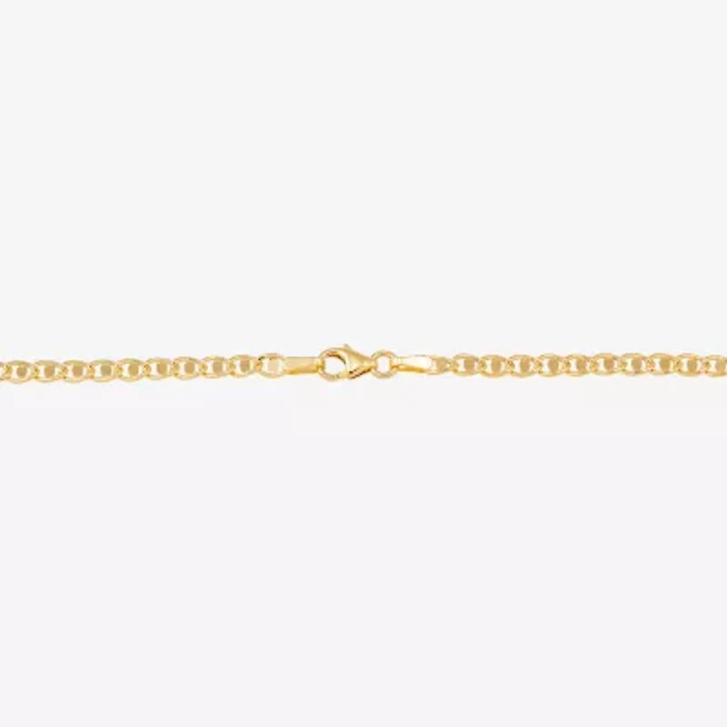 Womens 14K Gold 7.5 Inch Hollow Chain Bracelet