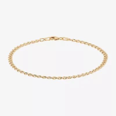 Womens 14K Gold 7.5 Inch Hollow Chain Bracelet