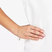 Womens 14K Gold 7.5 Inch Hollow Chain Bracelet