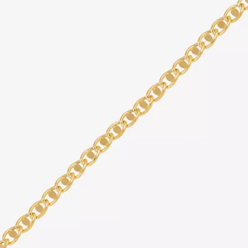 Womens 14K Gold 7.5 Inch Hollow Chain Bracelet