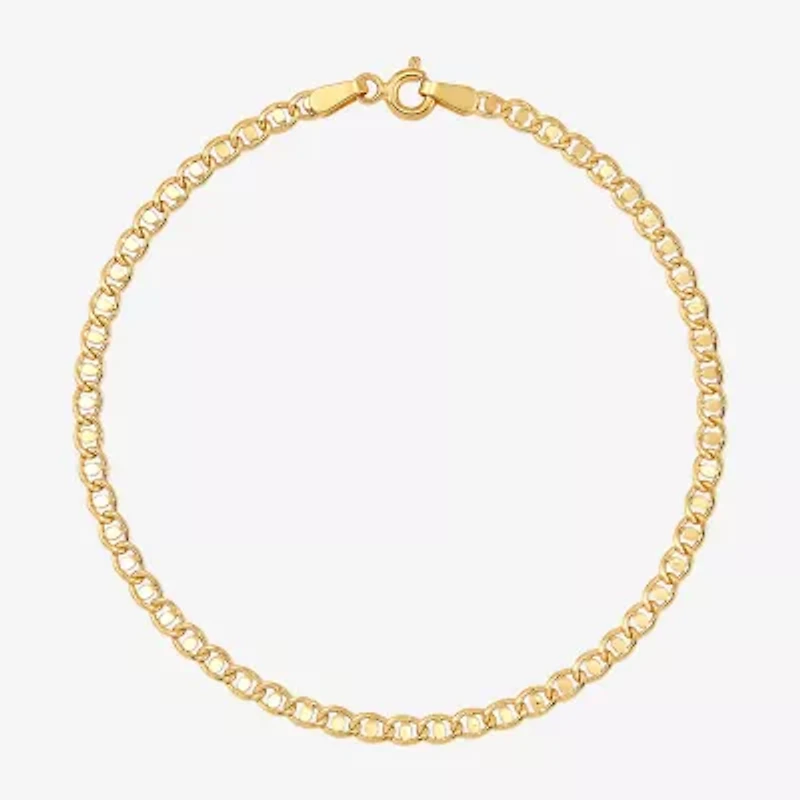 Womens 14K Gold 7.5 Inch Hollow Chain Bracelet