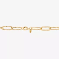 Womens 14K Gold 8 Inch Hollow Paperclip Chain Bracelet