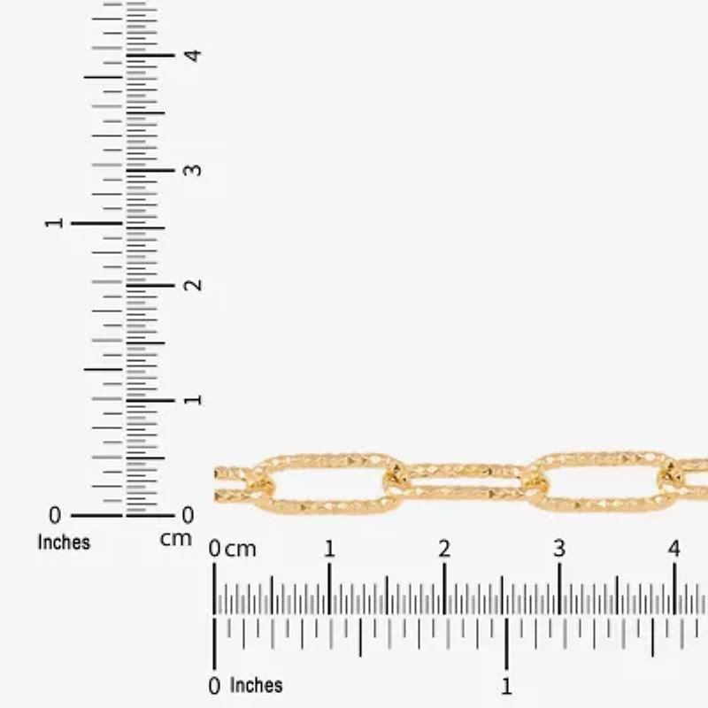 Womens 14K Gold 8 Inch Hollow Paperclip Chain Bracelet