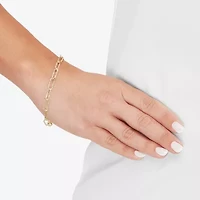 Womens 14K Gold 8 Inch Hollow Paperclip Chain Bracelet