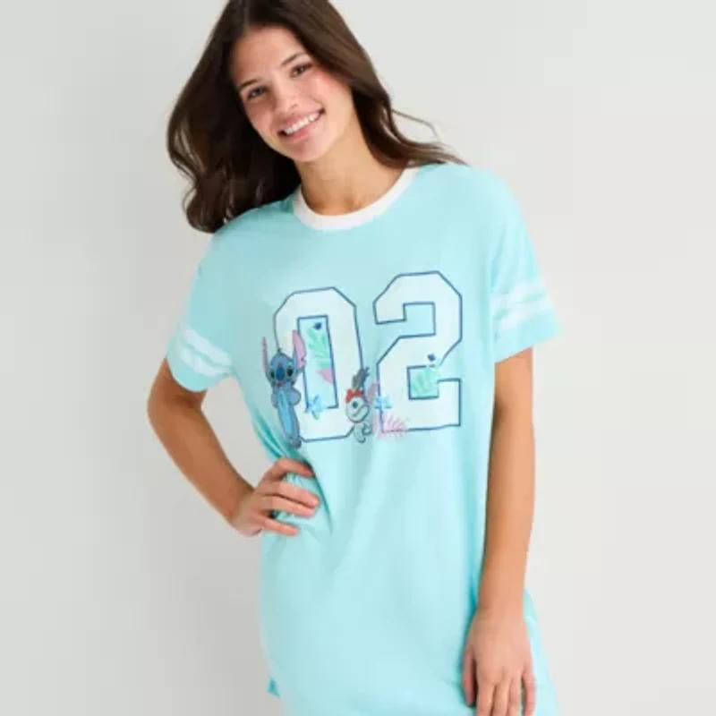 Disney Mjc Womens Short Sleeve Round Neck Lilo & Stitch Nightgown