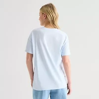 Stitch Boyfriend Tee Womens Juniors Crew Neck Short Sleeve Loose Fit Graphic T-Shirt