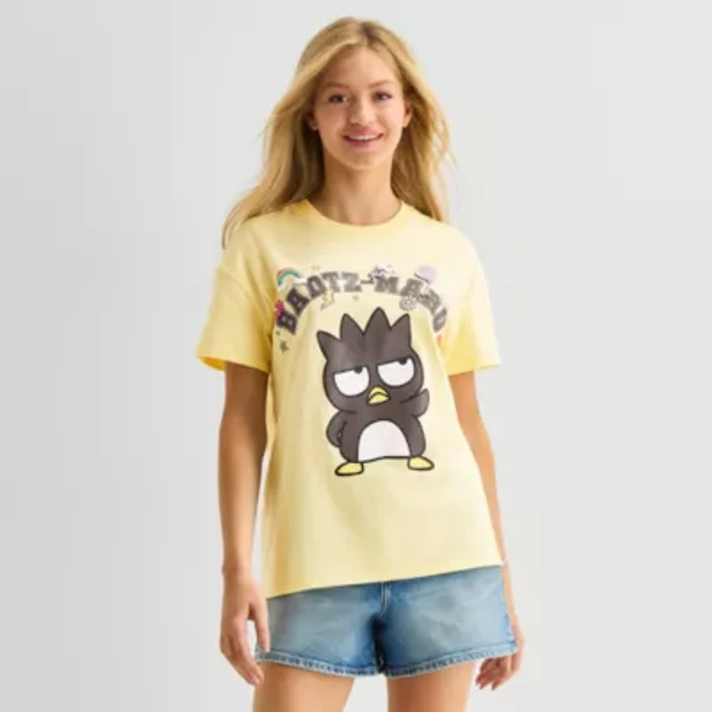 Badtz Maru Boyfriend Tee Womens Juniors Crew Neck Short Sleeve Loose Fit Graphic T-Shirt