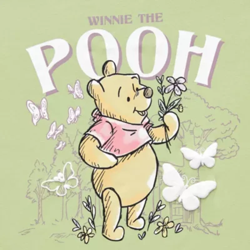 Pooh Boyfriend Tee Womens Juniors Crew Neck Short Sleeve Loose Fit Winnie The Graphic T-Shirt