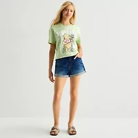 Pooh Boyfriend Tee Womens Juniors Crew Neck Short Sleeve Loose Fit Winnie The Graphic T-Shirt