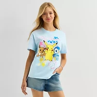 Pokemon Boyfriend Tee Womens Juniors Crew Neck Short Sleeve Loose Fit Graphic T-Shirt
