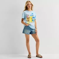 Pokemon Boyfriend Tee Womens Juniors Crew Neck Short Sleeve Loose Fit Graphic T-Shirt