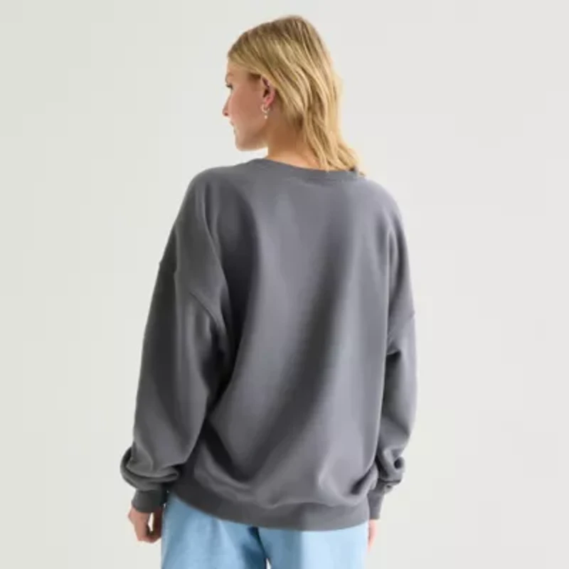 Peanuts Crew Fleece Womens Juniors Neck Long Sleeve Sweatshirt
