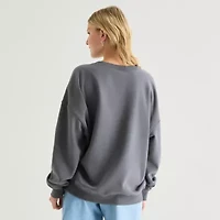 Peanuts Crew Fleece Womens Juniors Neck Long Sleeve Sweatshirt