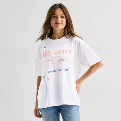 Positive Oversized Tee Womens Juniors Crew Neck Short Sleeve Graphic T-Shirt