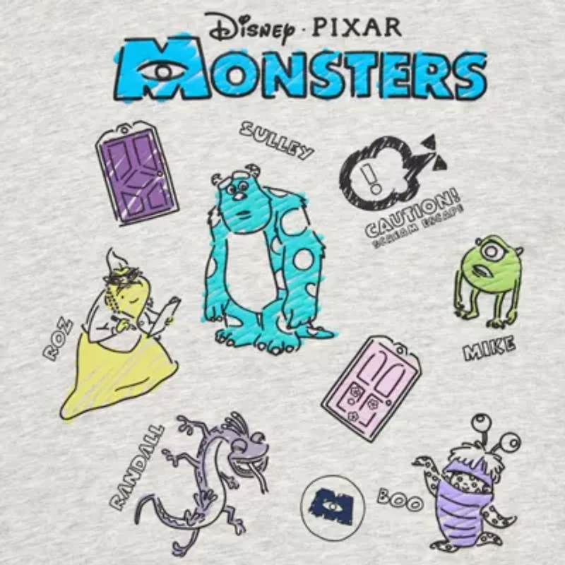 Monsters Inc Oversized Tee Womens Juniors Crew Neck Short Sleeve Graphic T-Shirt