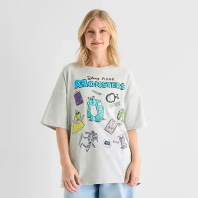 Monsters Inc Oversized Tee Womens Juniors Crew Neck Short Sleeve Graphic T-Shirt