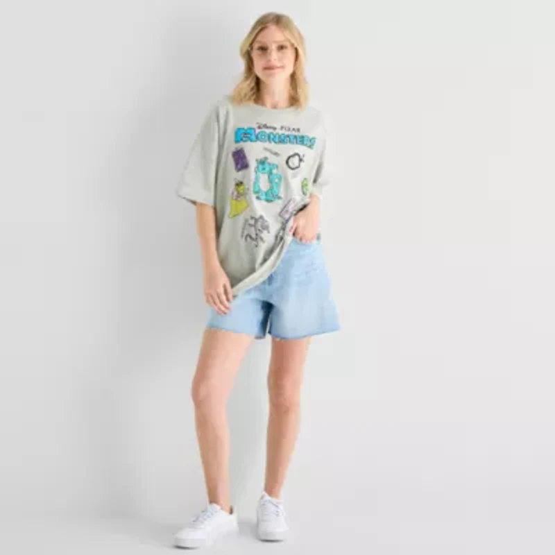 Monsters Inc Oversized Tee Womens Juniors Crew Neck Short Sleeve Graphic T-Shirt